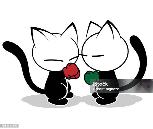 Cat Logo Illustration On White Background Stock Illustration - Download Image Now - Domestic Cat, Fighting, Abstract