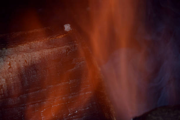 płonący ogień z żarem i popiołem oraz sadzą - log fire firewood fire chimney zdjęcia i obrazy z banku zdjęć