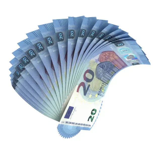 20 euro banknotes folded into a fan shape