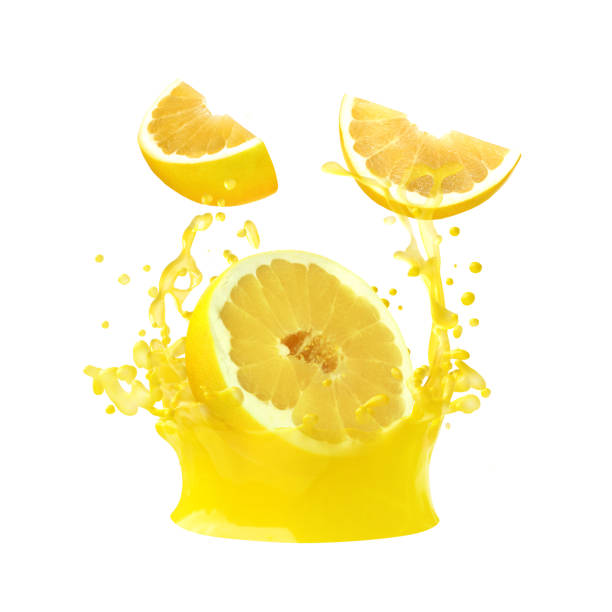 istock Juice or liquid splashing with fresh pomelo isolated on white background. Creative minimalistic food concept for design package, advertising, ads, branding. 1083347136