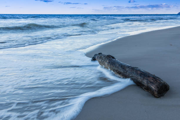 Tranquil summer scene of Baltic sea. Beautiful blue sky and cloudscape.
