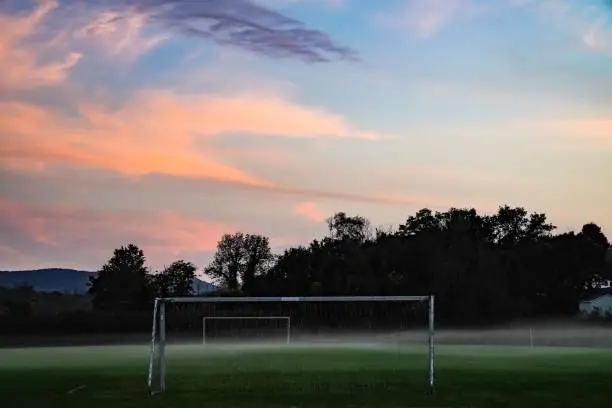 Soccer field sunset