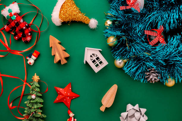 istock festive celebration background ideas concept with christmas eve holiday decorating items green color floor with free copy space 1083363228