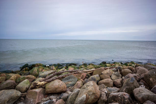 istock lakeside beach details with sand, rocks and blur background 1083364246