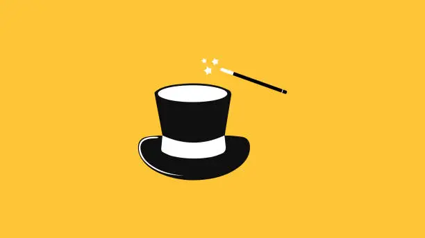 Vector illustration of Magician Magic Wand and Hat
