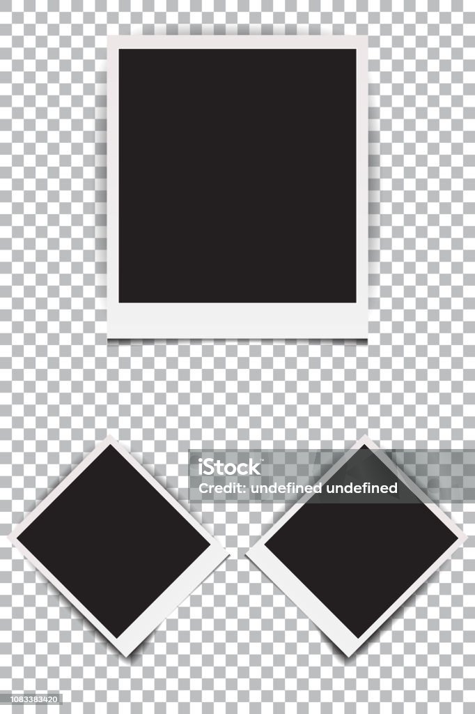 Set of old empty realistic photo frame with transparent background. Polaroid border to family album. Vector illustration for your design and business Set of old empty realistic photo frame with transparent background. Polaroid border to family album. Vector illustration for your design and business. EPS10 Template stock vector