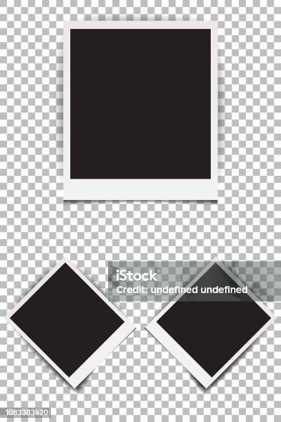 Set Of Old Empty Realistic Photo Frame With Transparent Background Polaroid Border To Family Album Vector Illustration For Your Design And Business Stock Illustration - Download Image Now