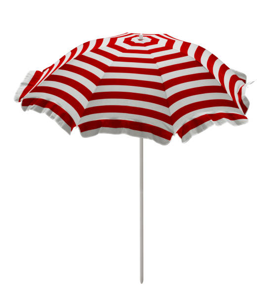 istock Beach umbrella - Red-white striped 1083383426