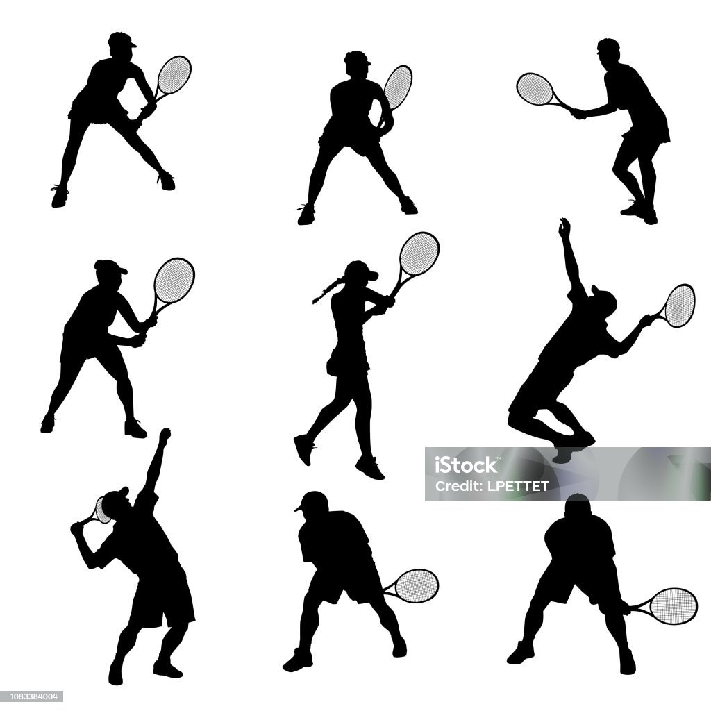 Tennis Outline A vector illustration outline of people playing tennis. Tennis stock vector
