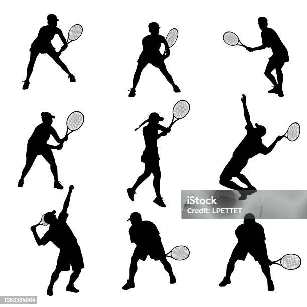Tennis Outline Stock Illustration - Download Image Now - Tennis, In Silhouette, Illustration