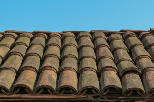 istock Background of old roof tiles 1083384178