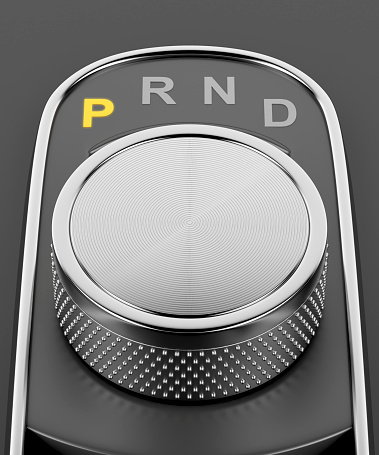 Car with dial gear selector, 3D illustration