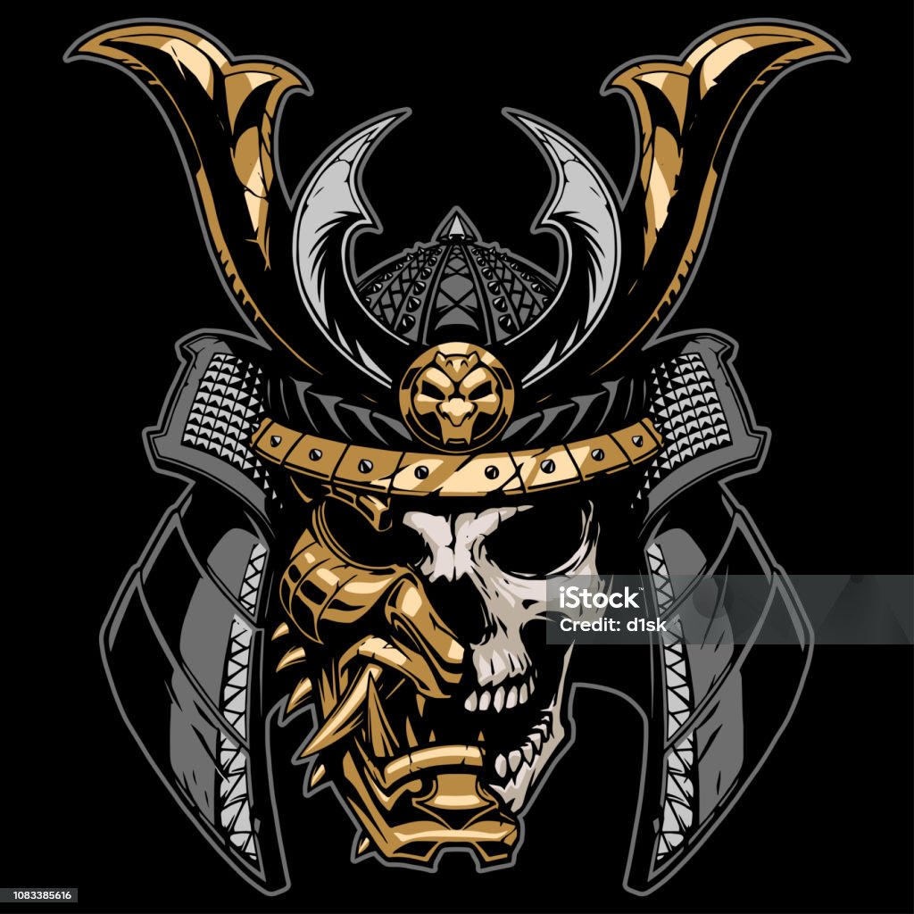 Samurai skull illustration Samurai skull illustration in vector Samurai stock vector