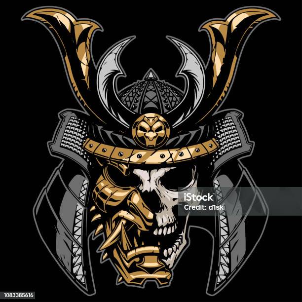 Samurai Skull Illustration Stock Illustration - Download Image Now - Samurai, Skull, Warrior - Person