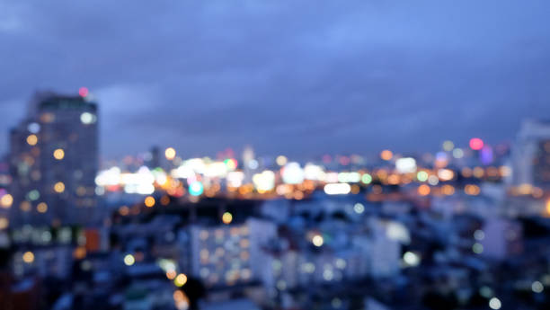 City blurred lights background after sunset