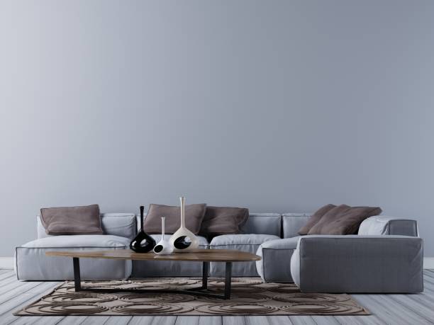 istock Empty wall on the contemporary living room with corner sofa 1083394824