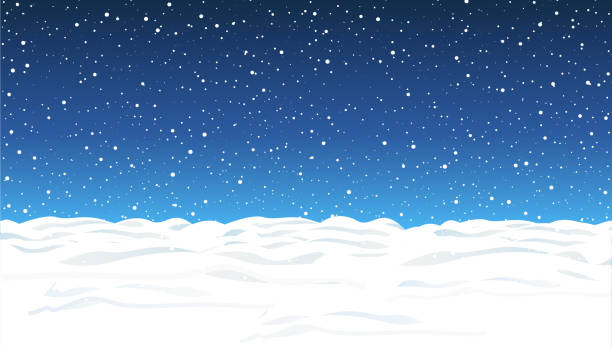 istock Snowfall and little snow with snow drifts. Heavy snowfall, snowflakes in different shapes and forms. Sky clouds and snow winter. Frosty close-up wintry snowflakes - vector 1083397054