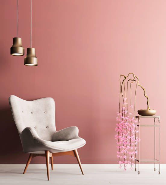 istock empty wall with chair & plant on table, minimalism loft interior background 1083397280