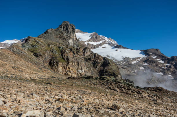 istock View to Stolemberg  mount with Vincent Pyramid mount and Bors glacier at background. Monte Rosa massif near Punta Indren. Alagna Valsesia area, Italy 1083404176