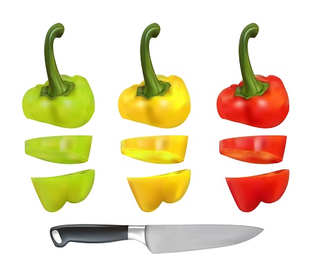 Cut Bulgarian Pepper Stock Illustration - Download Image Now - Bell Pepper,  Chef, Clip Art - iStock