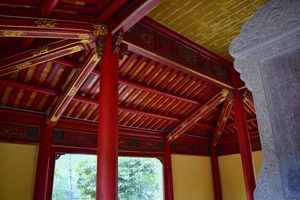 istock Red wooden ceiling imperial city Hue 1083415138