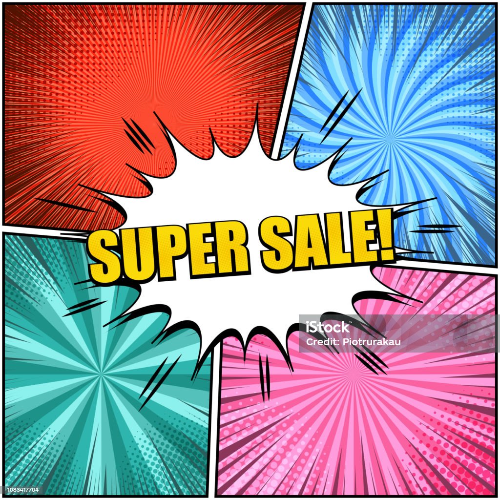 Comic Style Advertisements Comic Advertising Light Concept Stock Illustration - Download Image Now ...