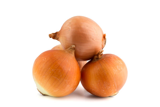 istock Several onions on a white background. Unpeeled fresh onions close up on a white background. 1083421374