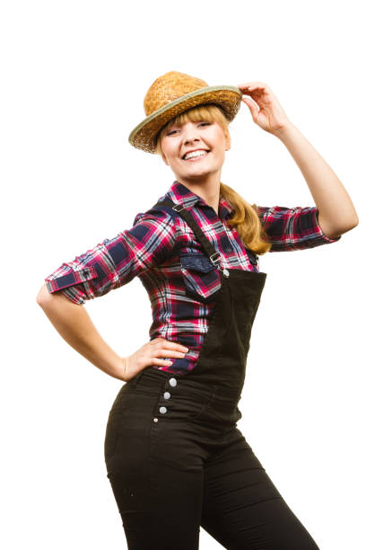 istock Woman wearing sun hat posing and smiling 1083429276
