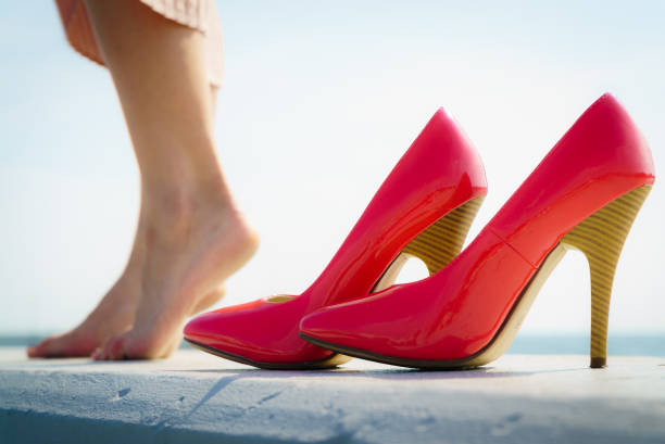 istock Red high heel classic shoes outdoor 1083431960