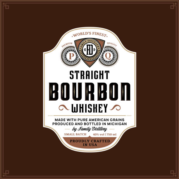 illustrations, cliparts, dessins animés et icônes de modèle d’étiquette de bourbon - whisky