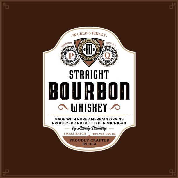 ilustrações de stock, clip art, desenhos animados e ícones de bourbon label template - whisky