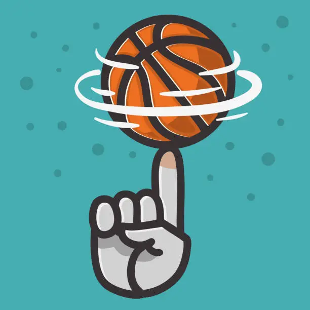 Vector illustration of Basketball Ball Hand Spinning Finger Balance Illustration Vector Graphic