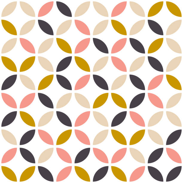 北欧風の幾何学的なシームレス パターン。半ば世紀のデザイン。ベクトルの壁紙。 - wallpaper pattern seamless backgrounds leaf点のイラスト素材／クリップアート素材／マンガ素材／アイコン素材