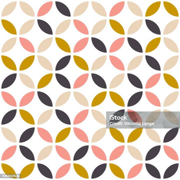 Geometric Seamless Pattern In Scandinavian Style Mid Century Design Vector Wallpaper Stock Illustration - Download Image Now