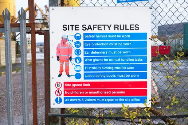 Photo of Building Site Health and Safety Sign Pictorial