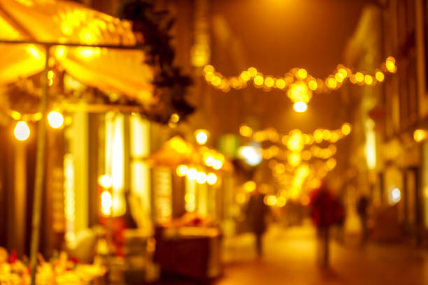 istock Evening shopping street at Christmas 1083459192