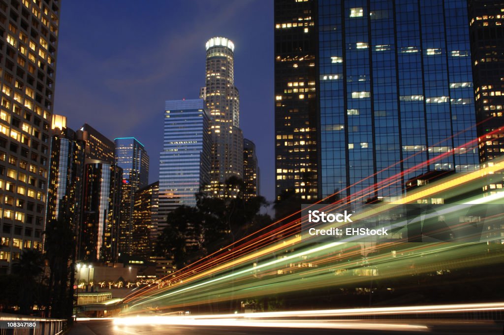 Los Angeles Skyline bei Nacht  - Lizenzfrei Architektur Stock-Foto
