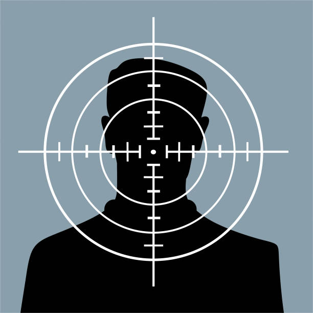 Man in crosshairs crosshairs murderer stock illustrations