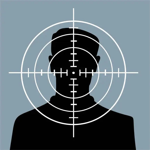 Vector illustration of Man in crosshairs