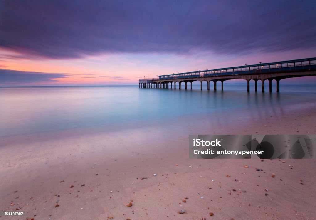 Boscombe Pier, Bournemouth, Twilight.  Beach Stock Photo