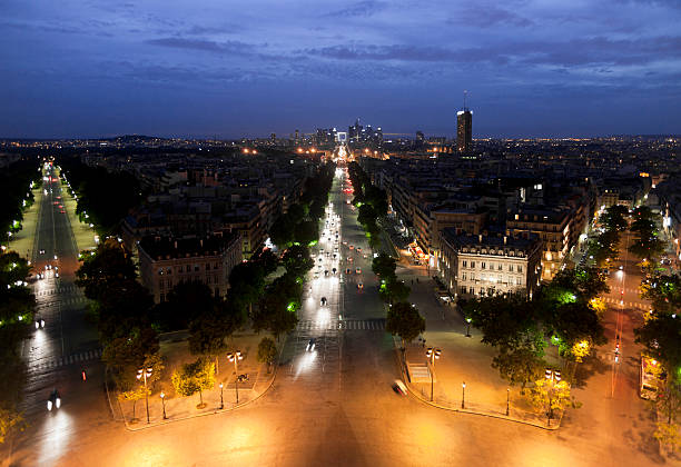 istock View from Arc de Triomphe at night, Paris, France 108347535
