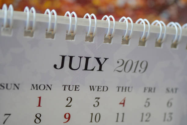 istock Close up calendar of July 2019 1083477112