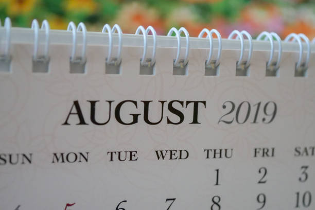 istock Close up calendar of August 2019 1083477156