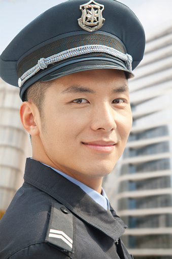 Smiling Chinese policeman