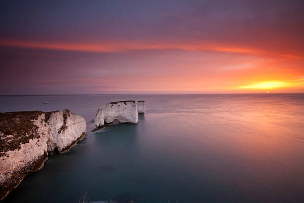 Old Harry Rocks, Sunrise.  old harry rocks stock pictures, royalty-free photos & images