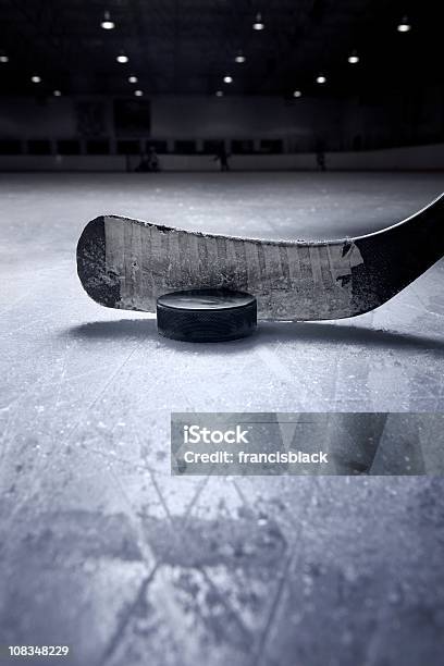 Hockey Stick And Puck Stock Photo - Download Image Now - Ice Hockey, Hockey Puck, Hockey Stick