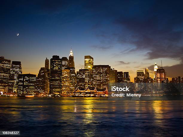 Big Apple Nowego Jorku Manhattan Noc Scena - zdjęcia stockowe i więcej obrazów Noc - Noc, Nowy Jork, Rozwój