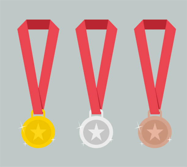 gold-, silber- und bronze-medaillen - bronze medal medal success winning stock-grafiken, -clipart, -cartoons und -symbole