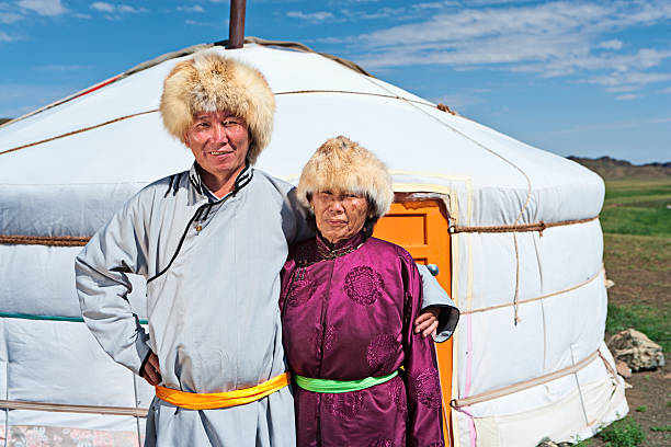 istock Mongolian couple in national clothing 108348558