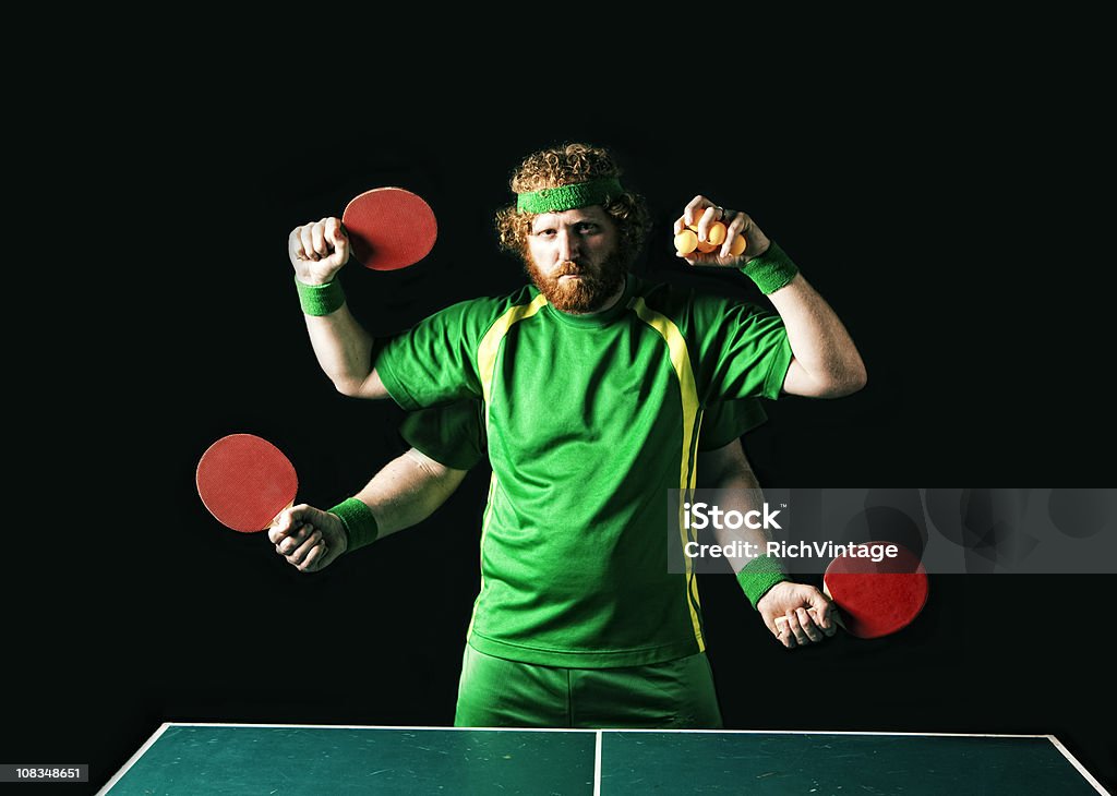Ping Pong Master Ping pong player and master of the green rectangle. He dares you to try and get one past him. Table Tennis Stock Photo